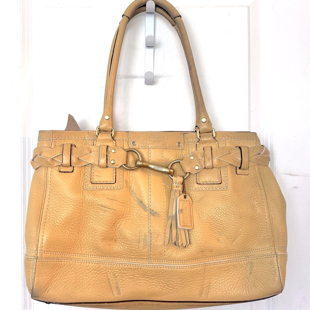 Authentic Vintage Y2K 2000 Hobo Coach Hamptons Leather Shoulder Bag Purse